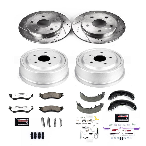 PowerStop Z36 Ceramic Brake Pads with Drilled Slotted Rotors and Drum Shoe Kit