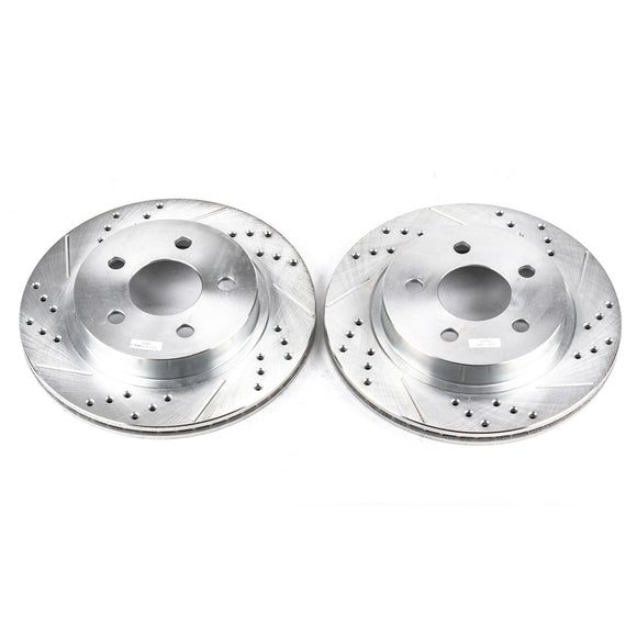 PowerStop Evolution Drilled Slotted Rotors Pair Rear For Chevrolet Camaro