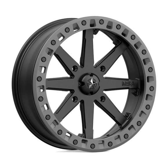 18X7 MSA Offroad LOK2 Satin Black w/ Matte Gray Ring Wheel/Rim 4x156 ET0
