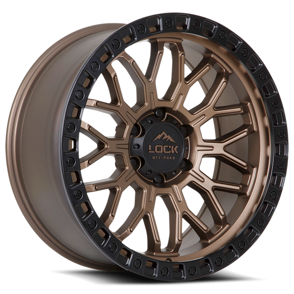 20x9 Lock Off-Road Combat Matte Bronze W Matte Black Ring 6x139.7 ET0 Wheel Rim