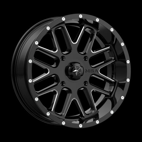 22X7 MSA Offroad Wheels Bandit Gloss Black Milled Wheel/Rim 4x137 ET0