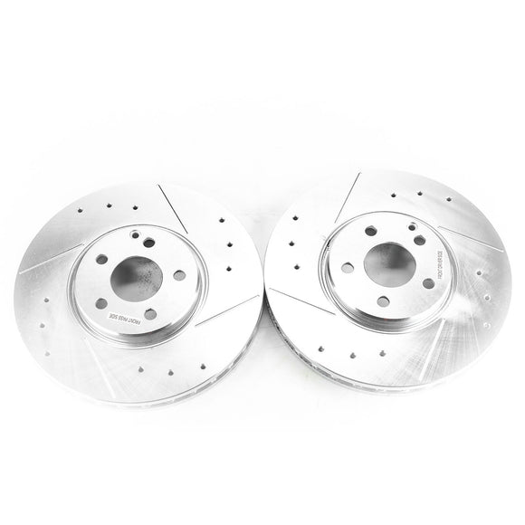 PowerStop Evolution Drilled Slotted Rotors Pair Front For Mercedes-Benz E500