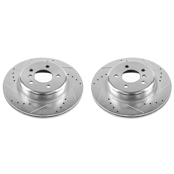 PowerStop Evolution Drilled Slotted Rotors Pair Rear For BMW 535i