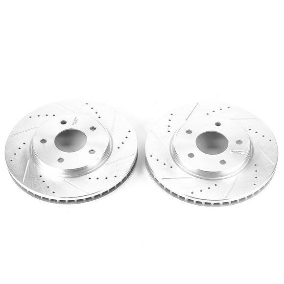 PowerStop Evolution Drilled Slotted Rotors Pair Front For Nissan LEAF