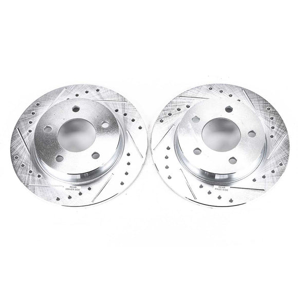 PowerStop Evolution Drilled Slotted Rotors Pair Rear For Mazda 3