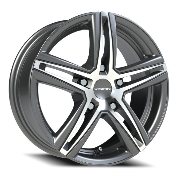 15X6.5 Vision 640 Nitrous Gunmetal Machined Wheel 5x114.3 5x4.5 ET38