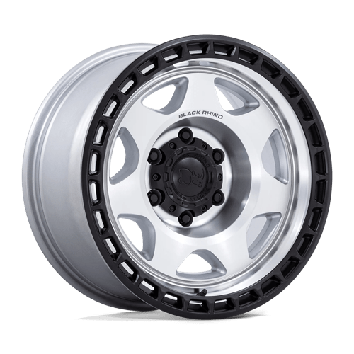 17x8.5 Black Rhino BR018 Voyager Silver Face Matte Black Lip 5x127 ET-10 Wheel