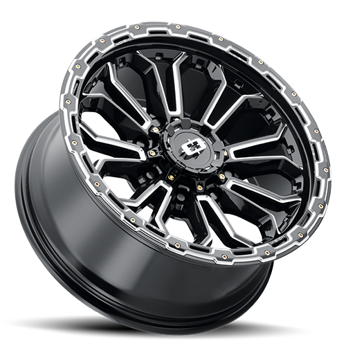 17x9 Vision 405 Korupt Gloss Black Milled Spoke Wheel 8x170 ET-12 CB125.2