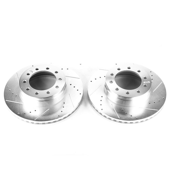 PowerStop Evolution Drilled Slotted Rotors Pair Front For Ford F-450 Super Duty