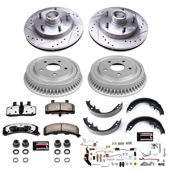 PowerStop Z36 Ceramic Brake Pads with Drilled Slotted Rotors and Drum Shoe Kit