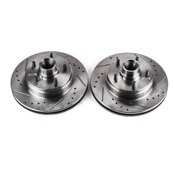 PowerStop Evolution Drilled And Slotted Rotors Pair Front For Cadillac Brougham