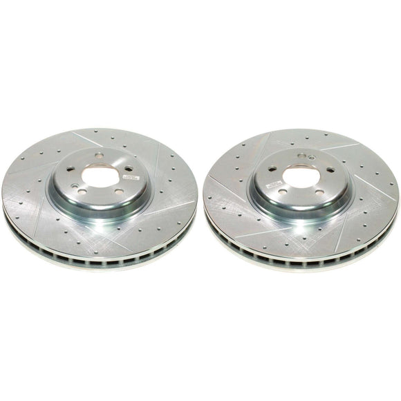 PowerStop Evolution Drilled Slotted Rotors Pair Front For MB C450 AMG