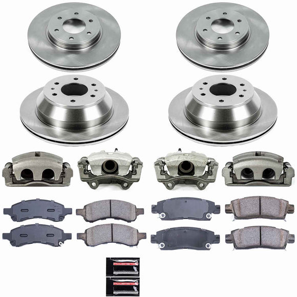 PowerStop OE Stock Replacement Low-Dust Ceramic Brake Pad, Rotor and Caliper Kit