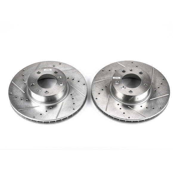 PowerStop Evolution Drilled Slotted Rotors Pair Front For BMW 850i