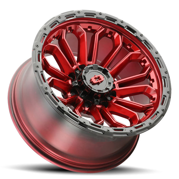 18x9 Vision 405 Korupt Gloss Red with Gloss Black Lip 8x165.1 ET-12 CB125.2