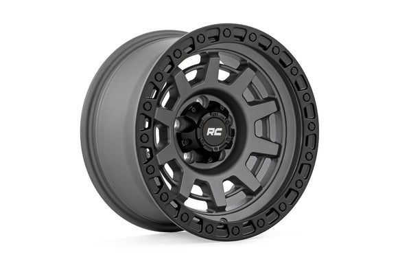 15x8 Rough Country 85 Series Gunmetal Gray Wheel 5x4.5 ET-19 CB