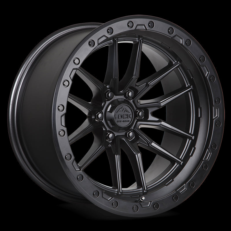 22x10 Lock Off-Road Krawler Matte Black Ring 8x170 ET-18 Wheel Rim