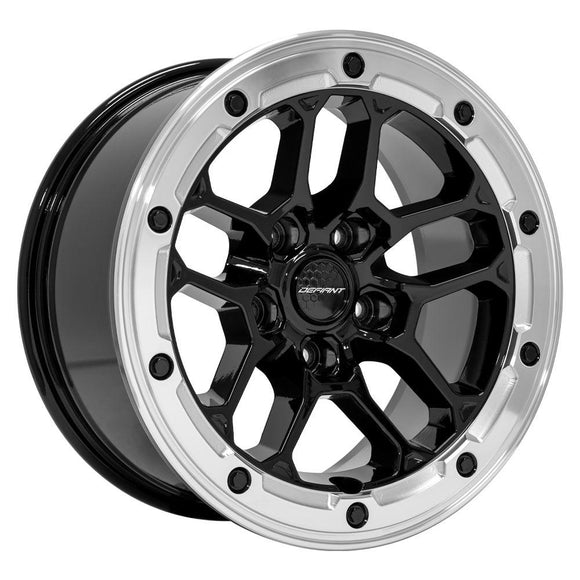 17x8 Defiant DF01 Gloss Black Milled Ring 5x127 5x5 ET12 Wheel Rim