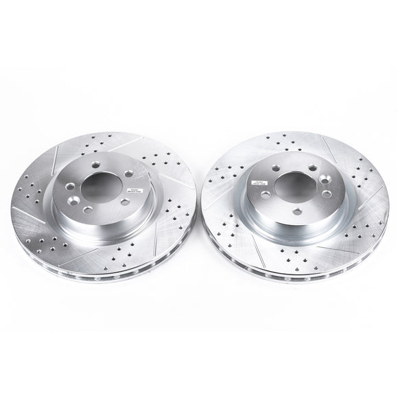 PowerStop Evolution Drilled Slotted Rotors Pair Front For Range Rover Sport