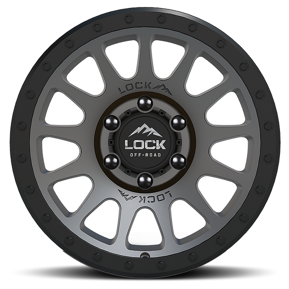 17x9 Lock Off-Road Yosemite Matte Gray Black Ring 5x127 5x5 ET0 Wheel Rim