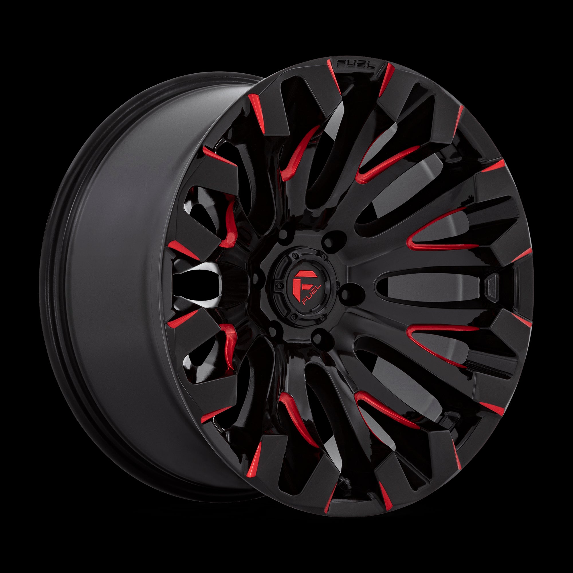 20X9 Fuel 1PC D829 Quake Gloss Black Milled Red Tint 5X150 ET1 Wheel Rim