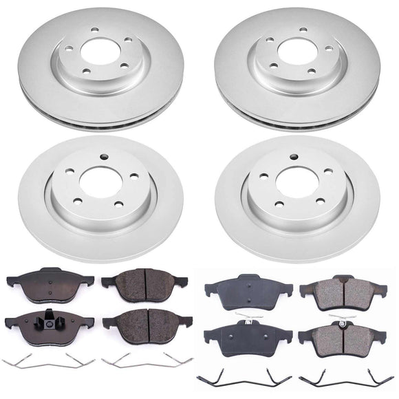 PowerStop Genuine Geomet Coated Rotor and Low-Dust Ceramic Brake Pad Kit
