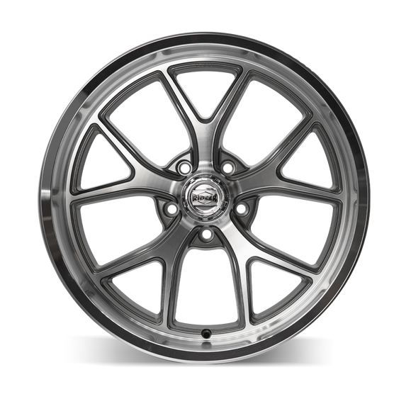 20x8.5 Ridler 661 Gloss Grey Diamond Cut Face And Lip 5x127 ET0 CB83.82 Wheel