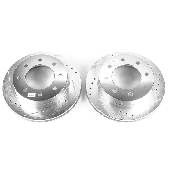 PowerStop Evolution Drilled Slotted Rotors Pair Rear For Chevy Silverado 1500 HD