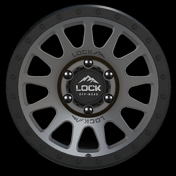 20x9 Lock Off-Road Yosemite Matte Gray Black Ring 6x139.7 6x5.5 ET18 Wheel