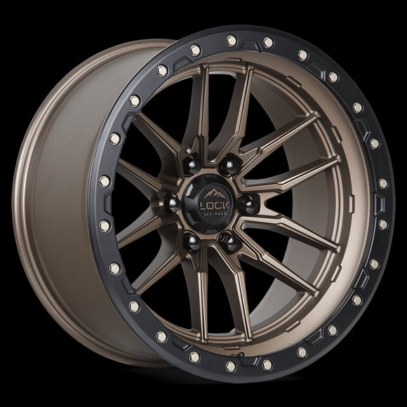 22x10 Lock Off-Road Krawler Matte Bronze Black Ring 6x135 ET-18 Wheel Rim