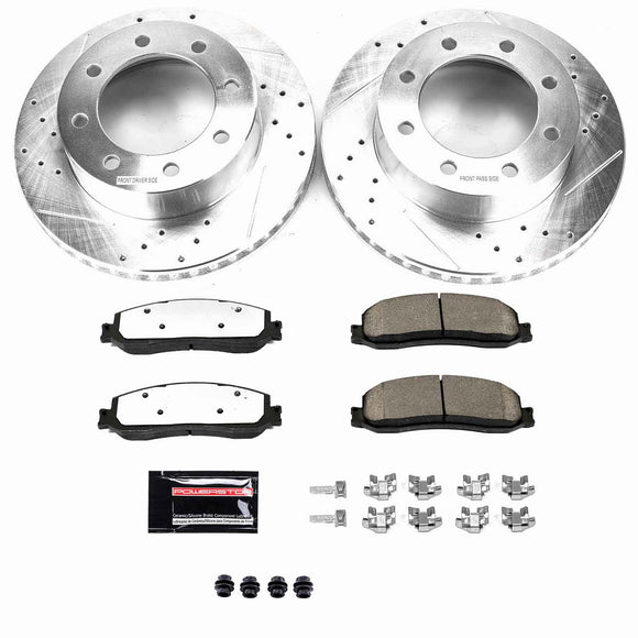 PowerStop Z36 Carbon-Fiber Ceramic Brake Pad with Drilled and Slotted Rotor Kit