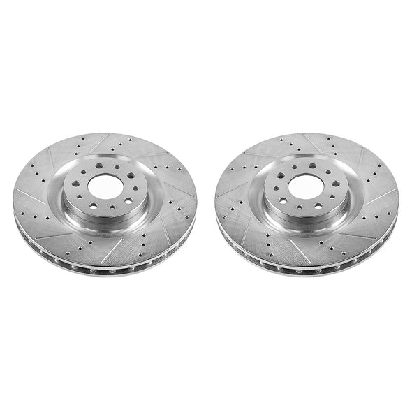 PowerStop Evolution Drilled Slotted Rotors Pair Front For Fiat 500L