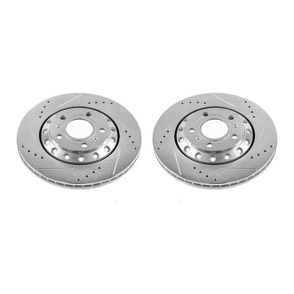PowerStop Evolution Drilled Slotted Rotors Pair Rear For Audi A8 Quattro
