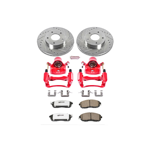 PowerStop Z26 Street Performance Ceramic Brake Pad, Drilled Slotted Rotor, and C