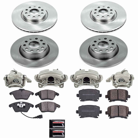 PowerStop OE Stock Replacement Low-Dust Ceramic Brake Pad, Rotor and Caliper Kit