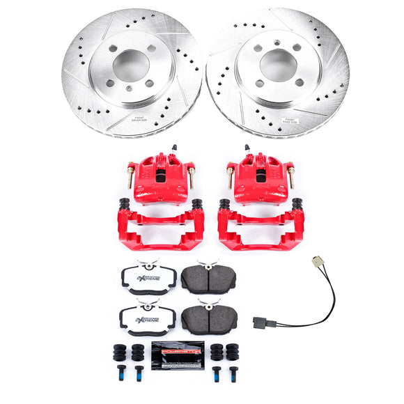 PowerStop Z26 Street Performance Ceramic Brake Pad, Drilled Slotted Rotor, and C
