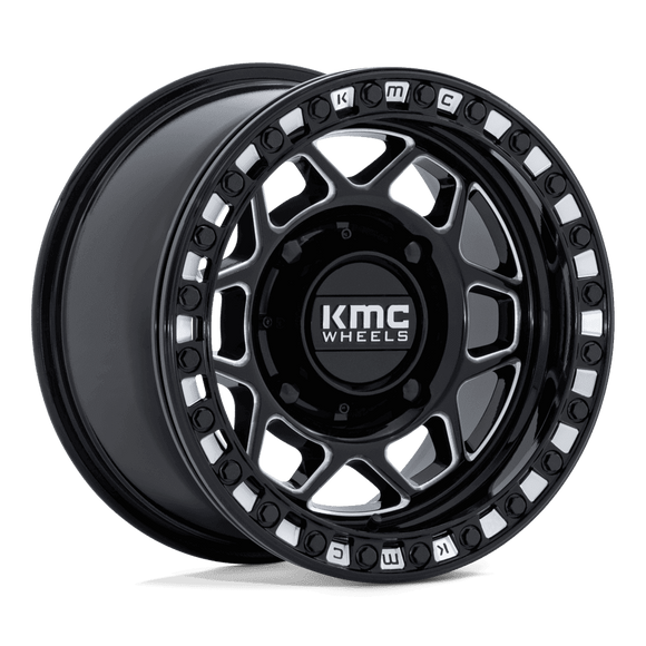 15x7 KMC KS241 Torx Beadlock Gloss Black Milled 4x156 ET38 CB115.1 Wheel Rim