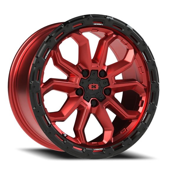 17x8 Vision 405 Korupt Red Black Lip 5x114.3 5x4.5 ET30 Wheel Rim