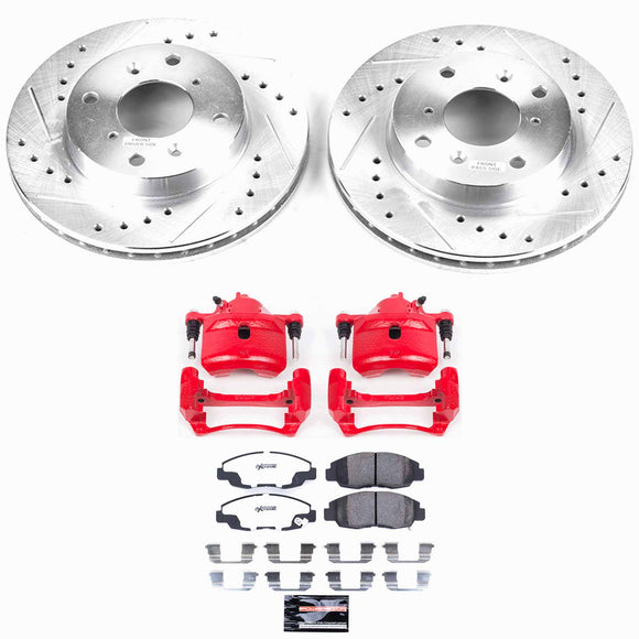 PowerStop Z26 Street Performance Ceramic Brake Pad, Drilled Slotted Rotor, and C
