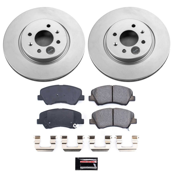 PowerStop Genuine Geomet Coated Rotor and Low-Dust Ceramic Brake Pad Kit