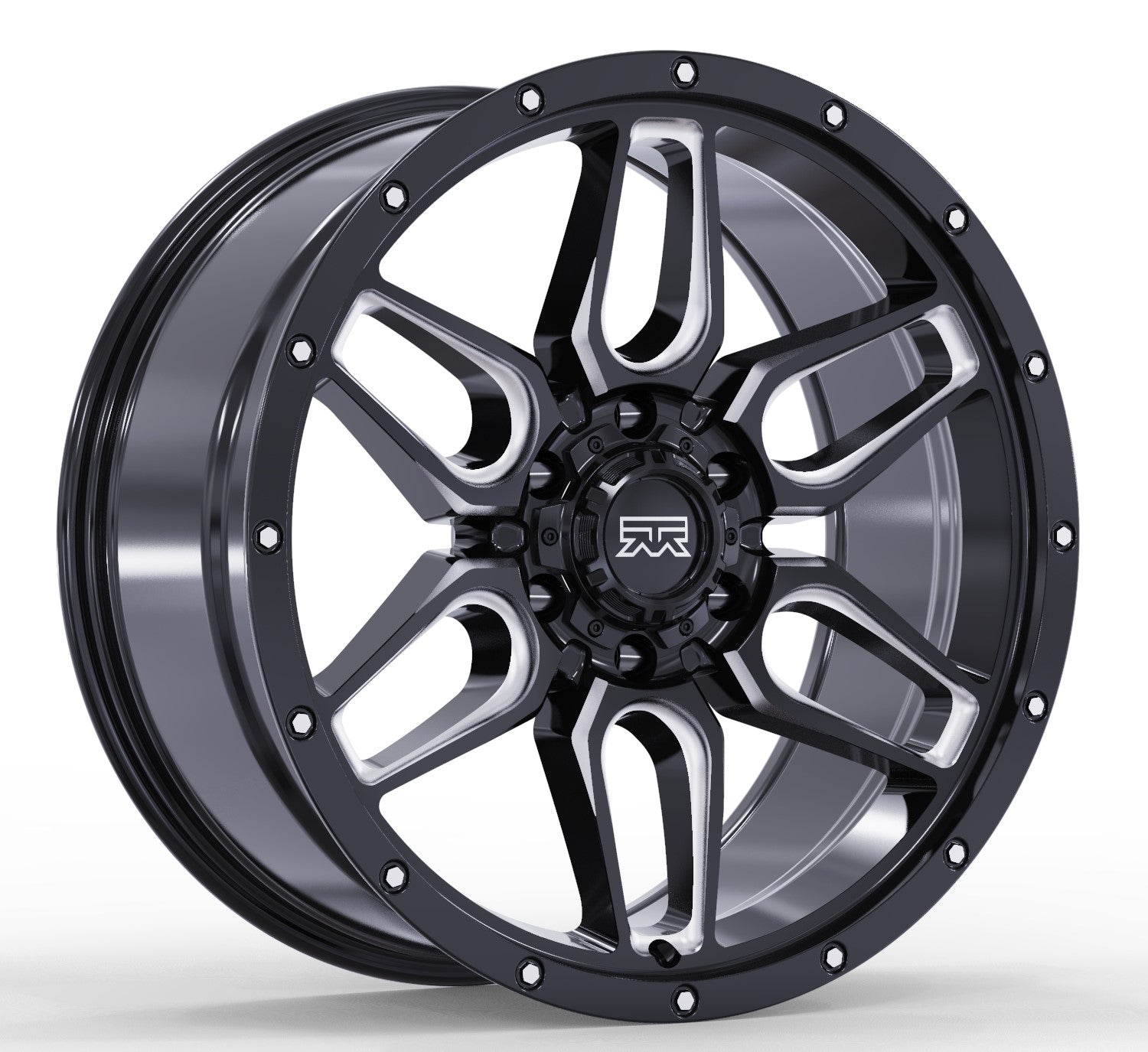 18x9 Mudder Trucker MT317 Barrier Black Milled 6x139.7 6x5.5 ET12 Wheel