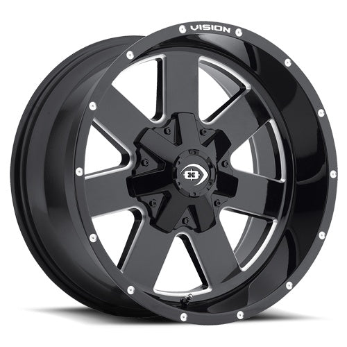 18x9 Vision 411 Arc Gloss Black Milled Spoke 5x127 5x5 ET12 Wheel Rim