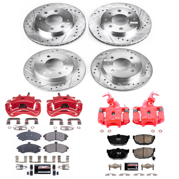 PowerStop Z23 Daily Driver Carbon-Fiber Ceramic Pads Drilled & Slotted Rotor & C