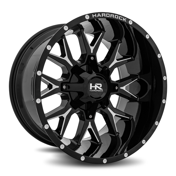 20x12 Hardrock Affliction Gloss Black Milled 5x127/139.7 ET-44 wheel/rim