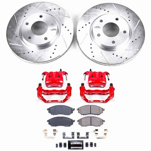 PowerStop Z23 Daily Driver Carbon-Fiber Ceramic Pads Drilled & Slotted Rotor & C