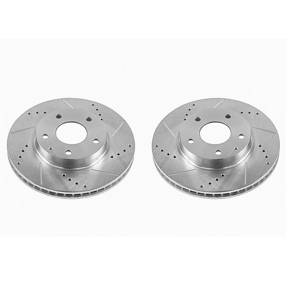 PowerStop Evolution Drilled Slotted Rotors Pair Front For Mazda 3
