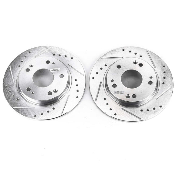 PowerStop Evolution Drilled Slotted Rotors Pair Rear For Honda CR-Z