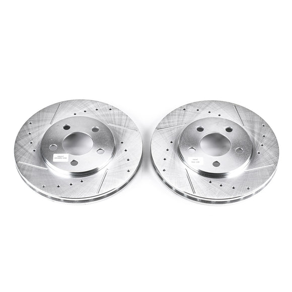 PowerStop Evolution Drilled Slotted Rotors Pair Front For Chrysler Cirrus