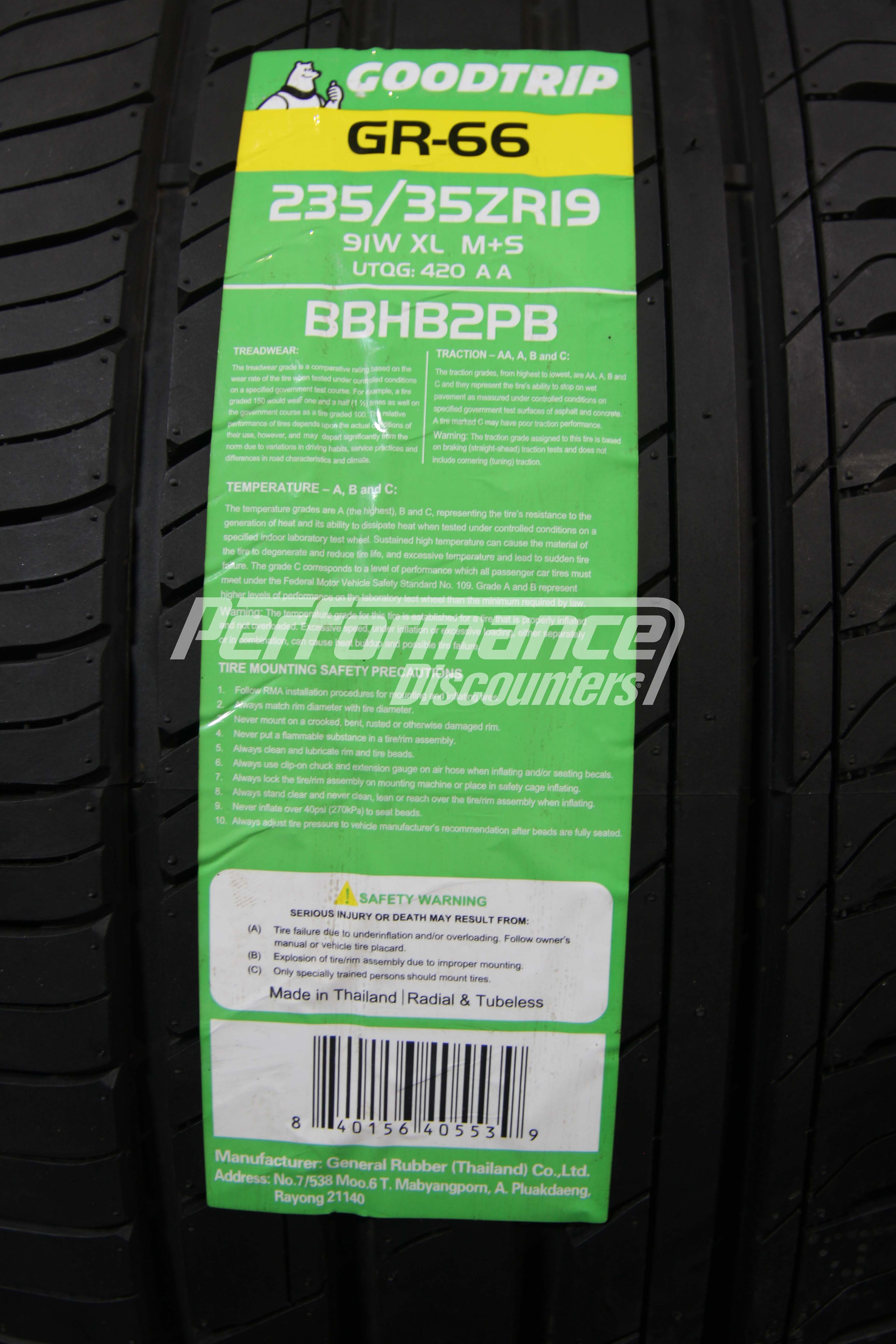 Goodtrip GR-66 Tire(s) 235/35R19 91W XL BSW 2353519