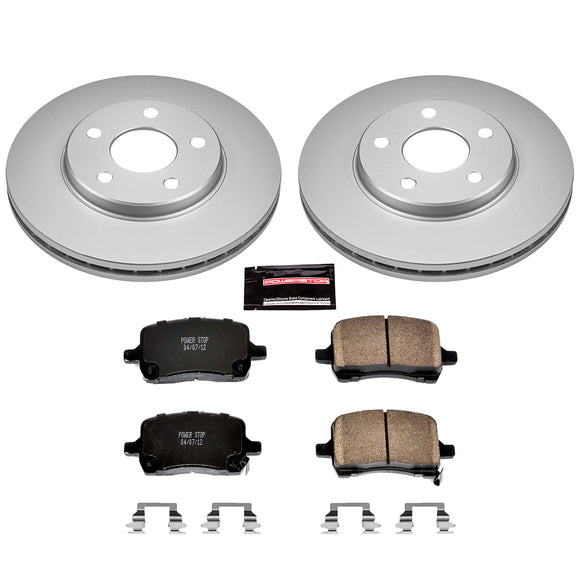 PowerStop Genuine Geomet Coated Rotor and Low-Dust Ceramic Brake Pad Kit